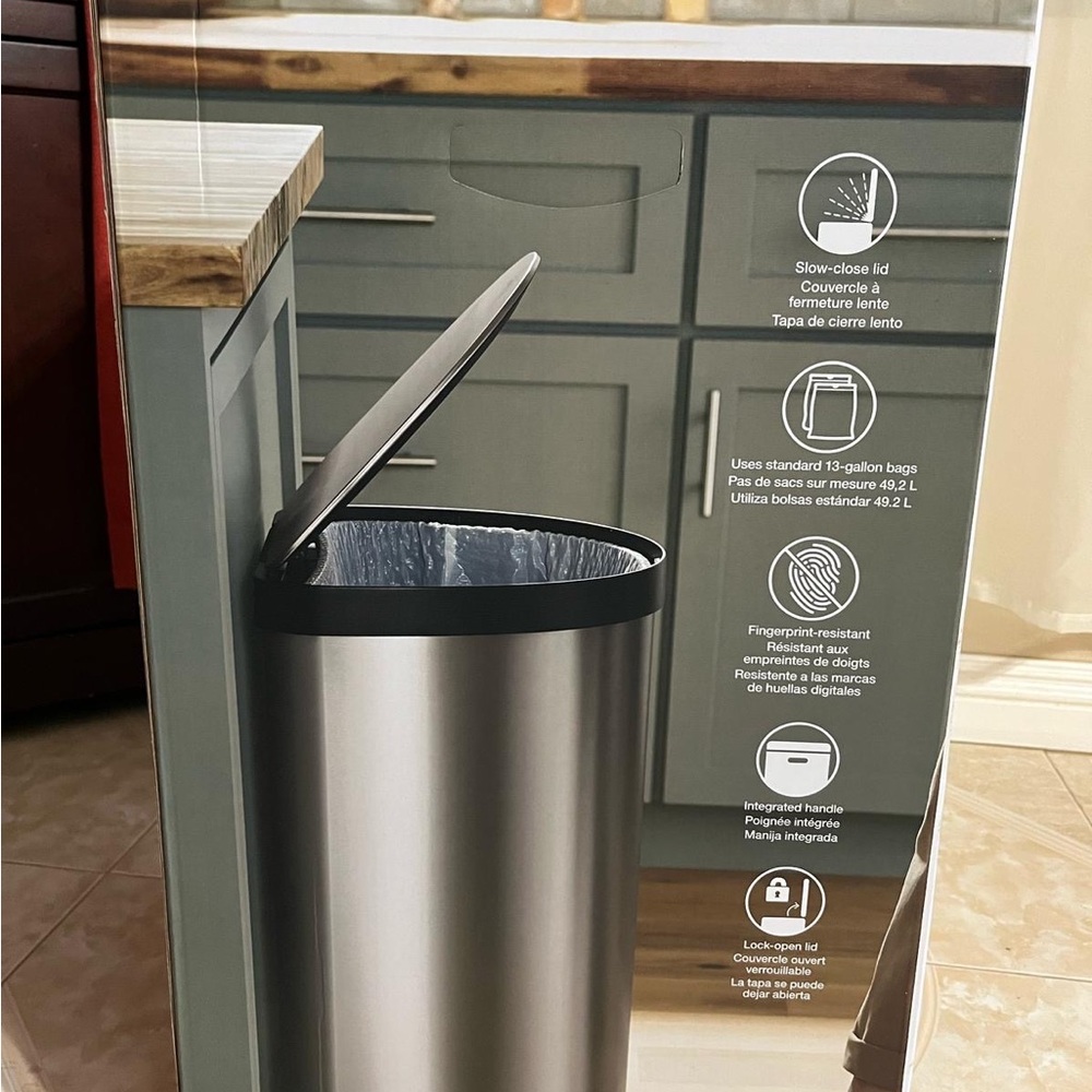Stainless Steel Semi-Round Trash Can